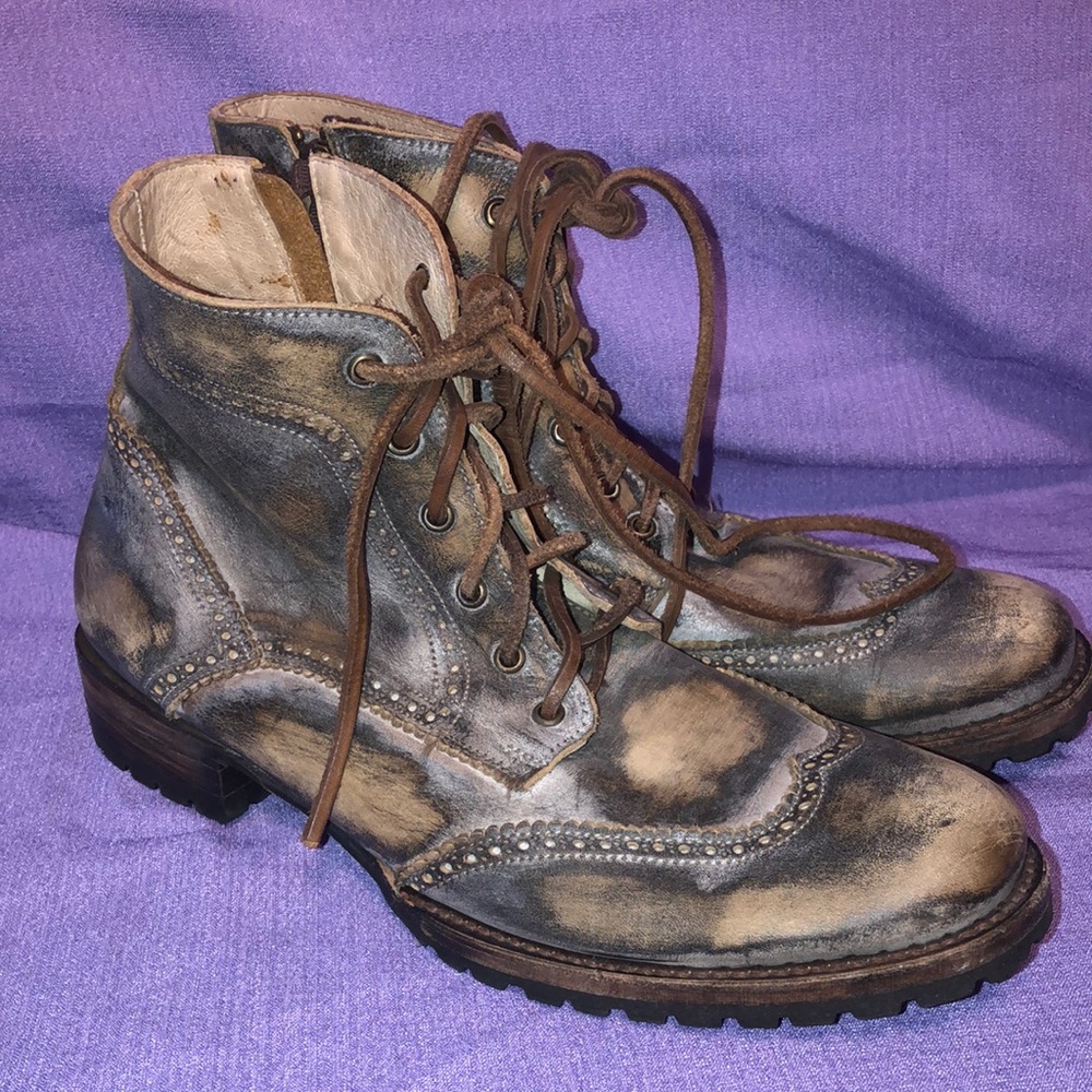 Used Men’s Freebird by Steven Oscar Boots Size 11 Distressed Brown W/Side Zip